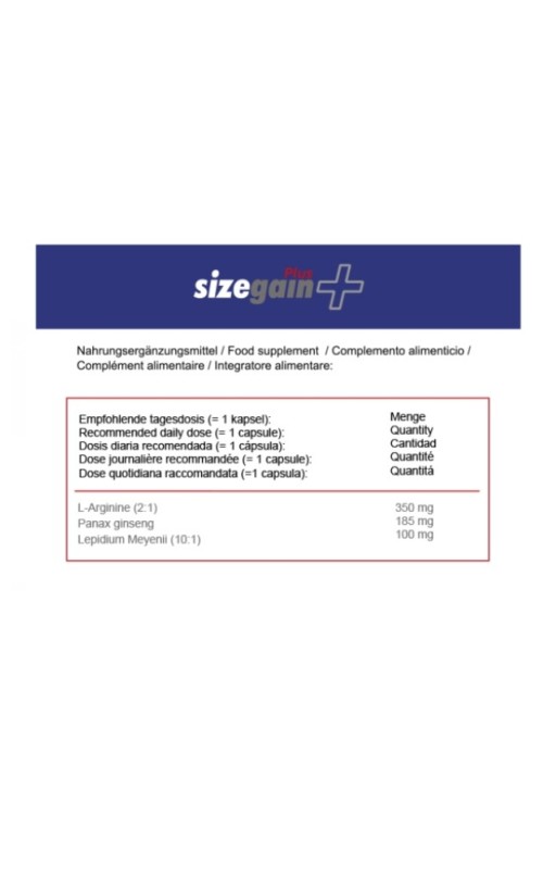 Sizegain Plus · Aumenta la virilidad y potencia sexual